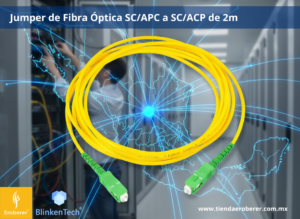 Jumper de Fibra Óptica SC/APC a SC/APC de 2 m