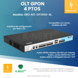 OLT GPON GP3600-4L cuatro pertos GPON Knext by Bdcom