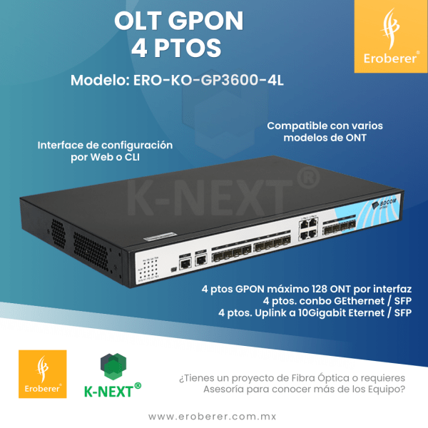 OLT GPON GP3600-4L cuatro pertos GPON Knext by Bdcom