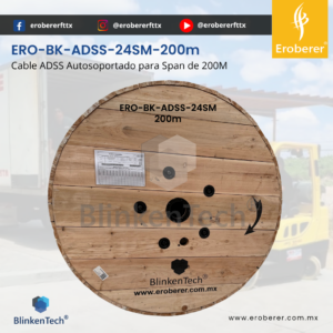 ERO-BK-ADSS-24SM-200 Cable de fibra óptica ADSS Autosoportado de 200m span