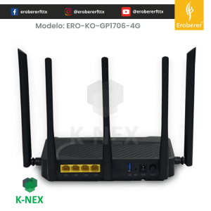 La ONT ERO-KO-GP1706-4G Knext by Bdcom ofrece internet ultrarrápido con tecnología WiFi 6 en doble banda (2.4 GHz y 5 GHz)