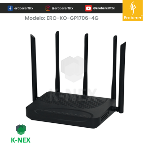 La ONT ERO-KO-GP1706-4G Knext by Bdcom ofrece internet ultrarrápido con tecnología WiFi 6 en doble banda (2.4 GHz y 5 GHz)