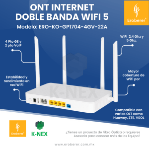 GP1704-4GV-22A ONT de doble banda para internet Knext by Bdcom